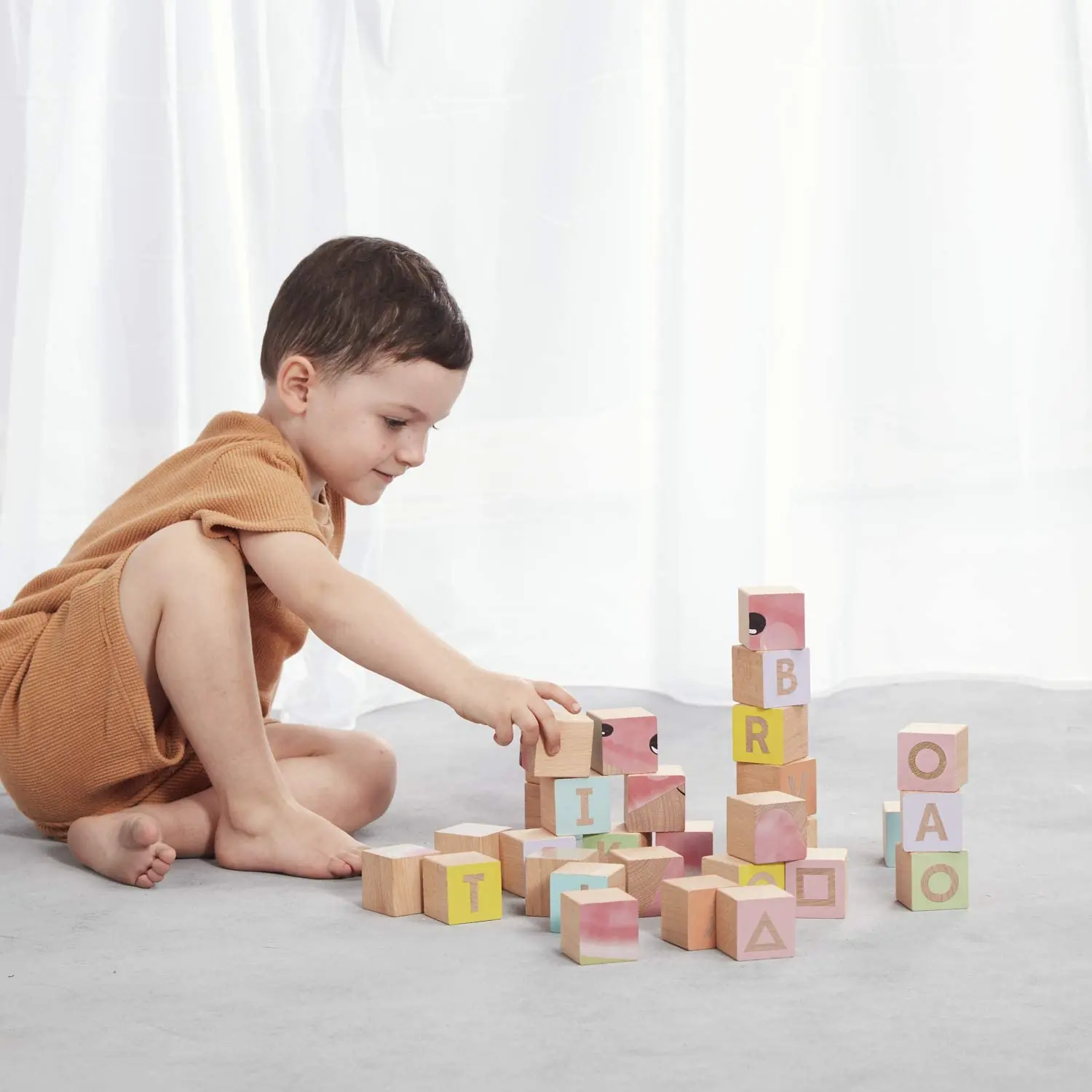 Wooden Abc Blocks. Toy Stacking Block Set For Toddlers,Infant Or