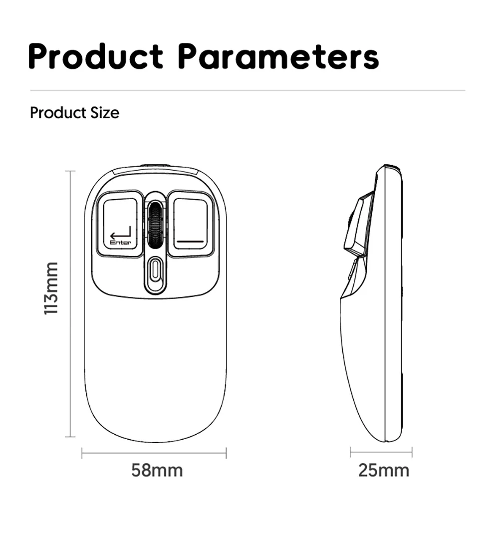 Honey Peach Wireless PC Mouse 1600DPI BT5.0 2.4G Dual Mode Connection for Computer Compatible with Windows Android Mac OS