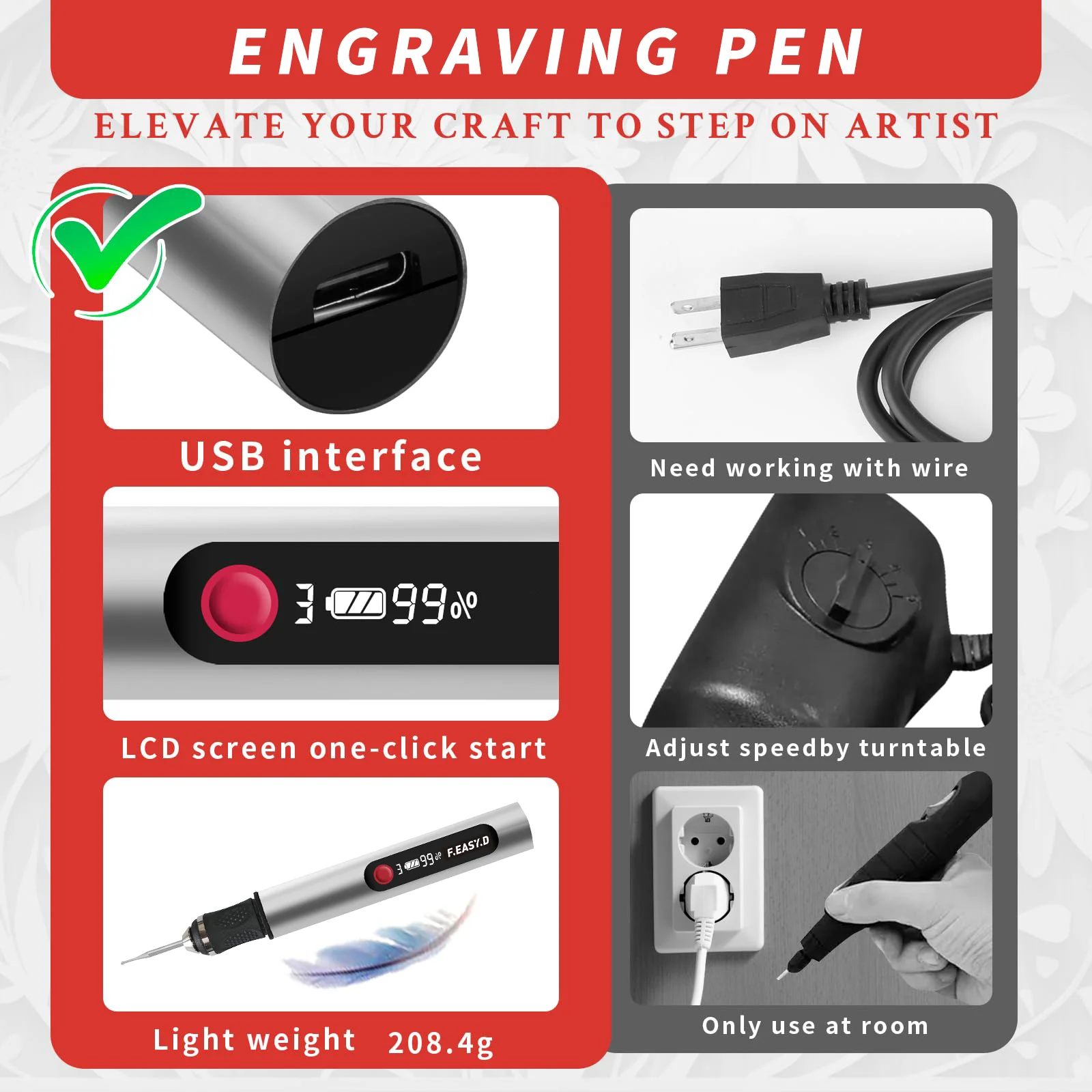 Hand Tools Carving Machine Portable Electric Engraving Pen Lettering for Metal Wood Glass Plastic