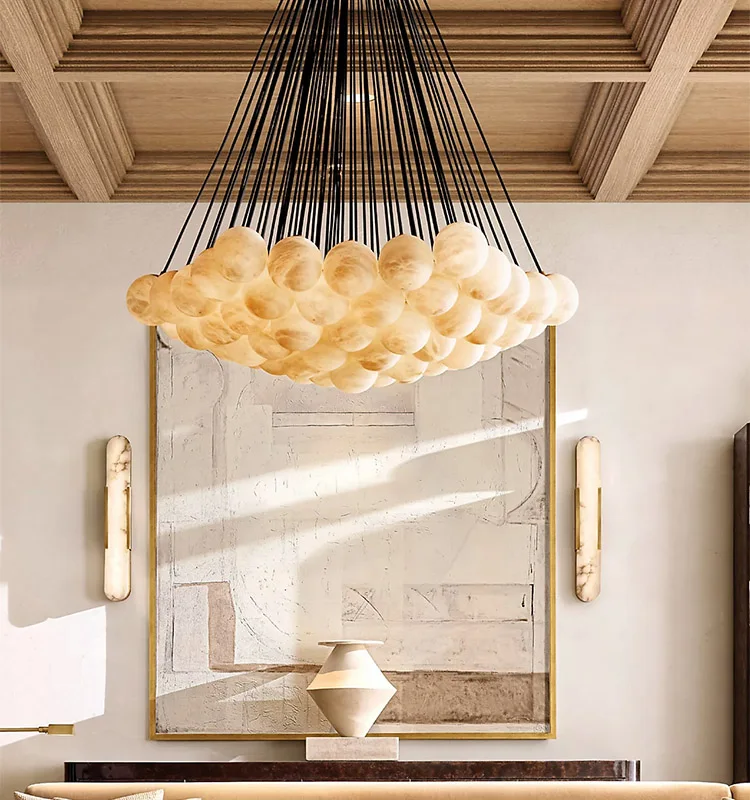 American Luxury Indoor Nordic Modern Alabaster Ring Pendant Light Stone ...