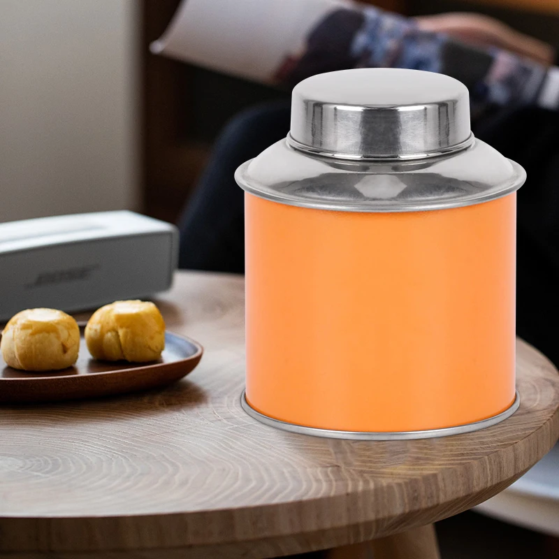 Tea Storage Container Wide-mouth Double-lid High-sealing Moisture-proof Tea Can Stainless Steel Tea Canister