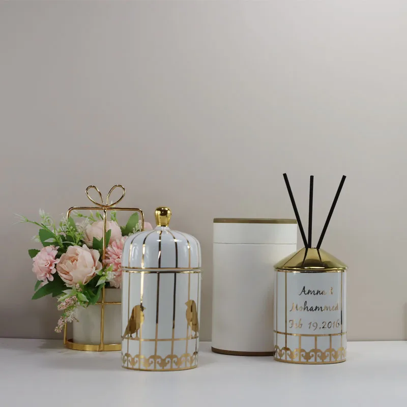 Synwish Luxury porcelain diffuser bottles perfume ceramic containers aroma reed diffuser sticks bottles jar with gift box supplier