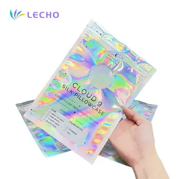 Printed Custom Resealable Laser Color Zip Lock One Side Clear Mylar Foil Holographic Plastic Zipper Bag with Own Logo phone case