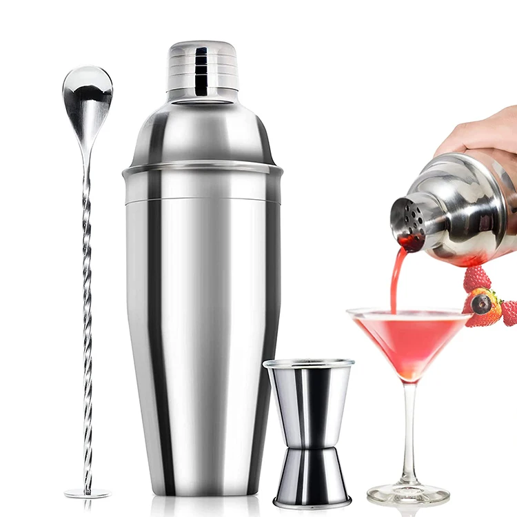 Cocktail Shaker 3 Pcs Set Stainless Steel Martini Shaker Drink Mixer ...