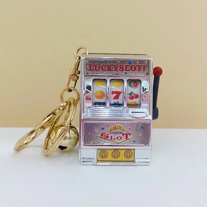 Mini Gambling Slot Machine Key Chains Pocket Fruit Lucky Jackpot Gadget  Antistress Toys Funny Games Keychain