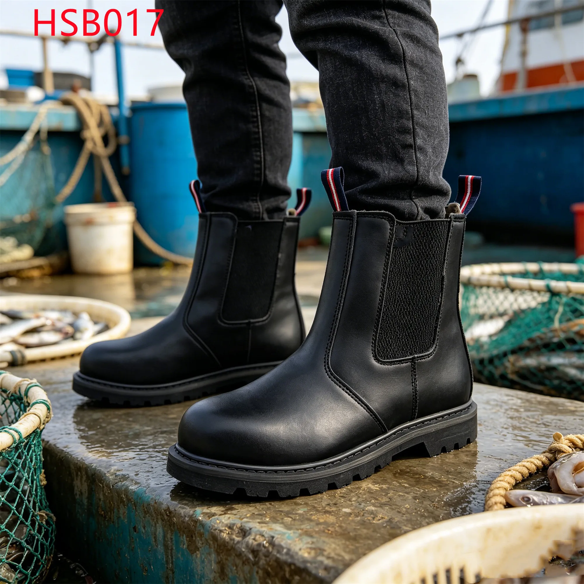 LXG,Australia Fishing Industry Anti-hit&puncture Safety Footwear Moisture Barrier Goodyear Outsole Pull-on Work Boots HSB017