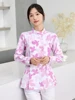 เสื้อแขนยาวลายใบเมเปิ้ลสีชมพู