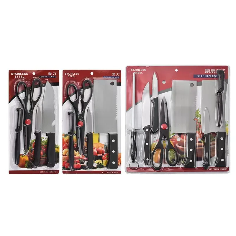 wholesale Kitchen knife set 8-piece business knife set stainless steel double-sided suction Knife Sets