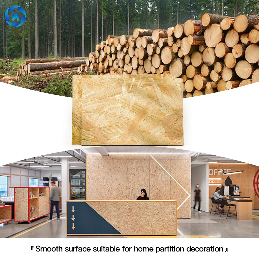 Oriented Strand Board (OSB3) Termite Resistant Custom Size 1220*2440 Plywood Board Finished Surface for Roofing