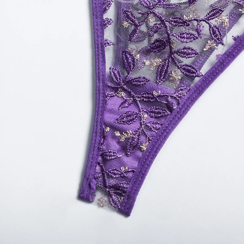 High Quality Erotic Lingerie Embroidered Lace Sexy Cutout Bikini Women