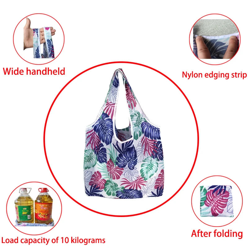 Custom Nylon Foldable Grocery Bags Eco-Friendly Reusable