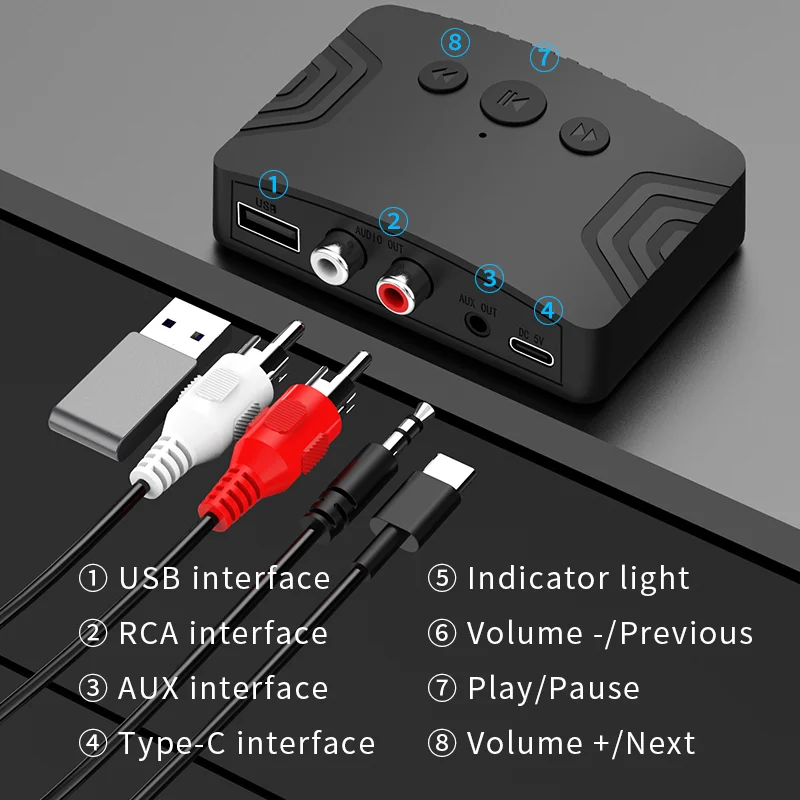 Adattatore Bluetooth 5.3 Per Stereo - Con Jack 3.5mm E RCA, NFC, Per Auto E Altoparlanti - Foto 9