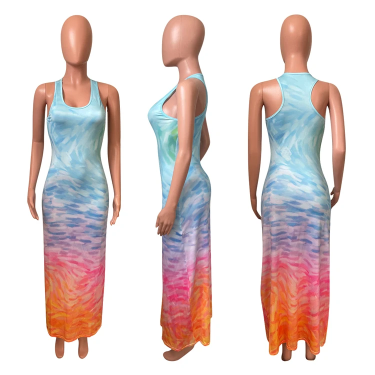 MOEN vestido de dama Colorful Bodycon Trendy Women Clothing Casual Dresses 2021 Long Maxi Dress