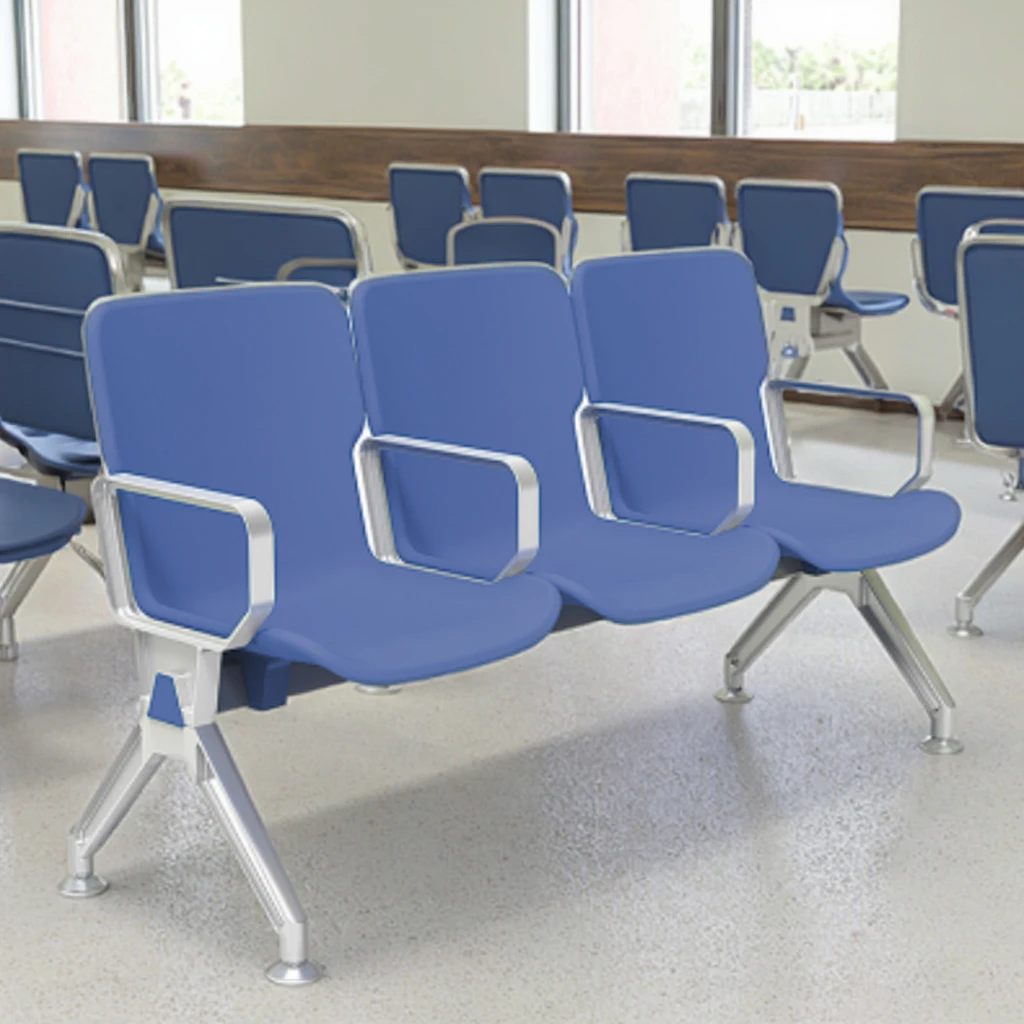 Professional Modern 3 Seats Polyurethane Seating with Steel Frame for Hospital School Hotel Reception Areas 2