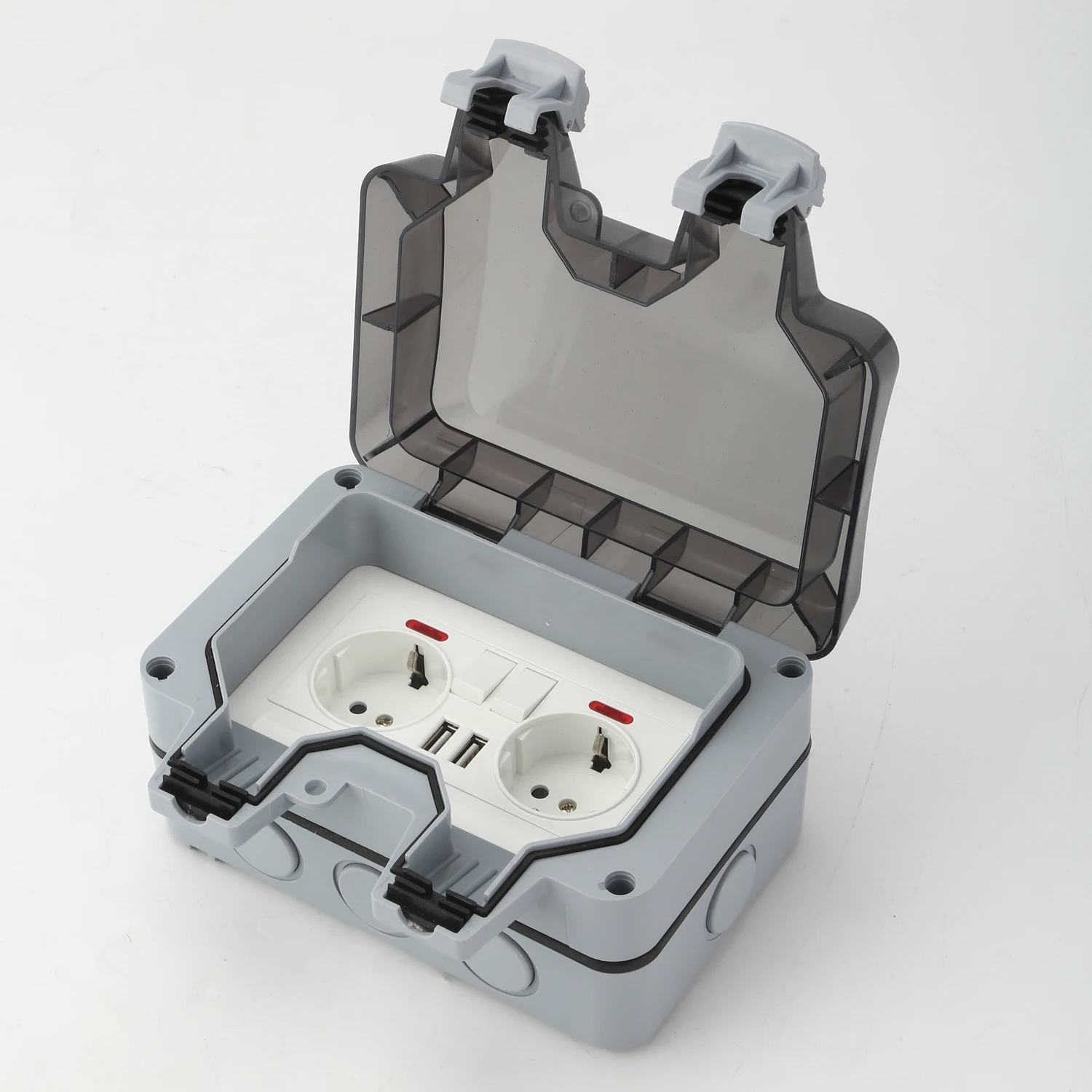 IP66 Weatherproof Outdoor Electric Wall Socket Switch WiFi Waterproof Box Cover Double German EU Plug Standard 16A Stock Outlet