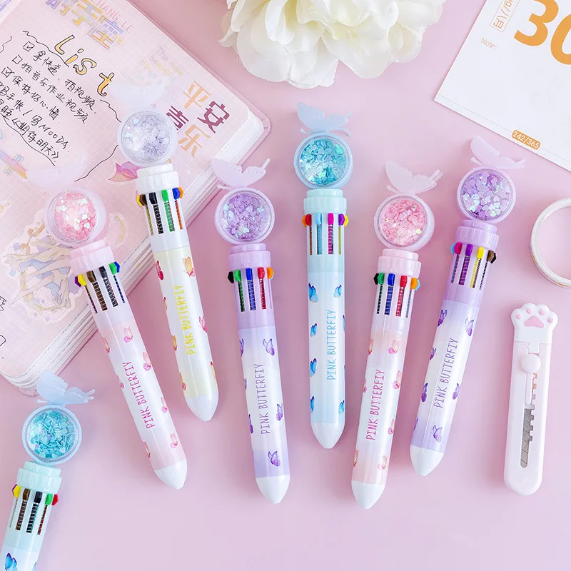 2 Styles 10 Colors Diamond Cartoon Multi Color Changing Pen Kawaii