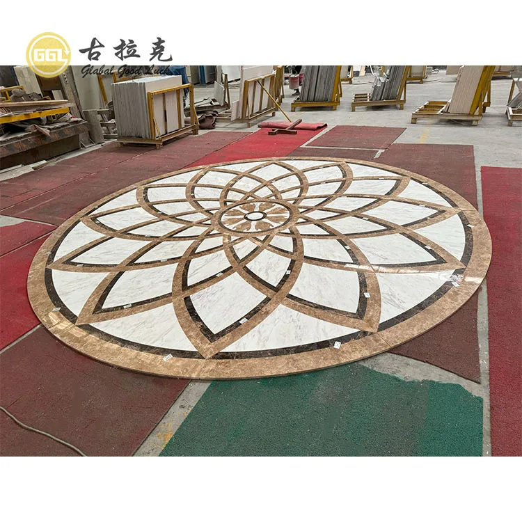 Waterjet Marble Medallion Inlay hotel  Medallion Floor Customized Medallion For Villa