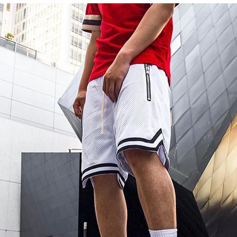 Benutzerdefinierte männer Hohe Qualität Zipper Tasche Mesh Shorts Sommer Gym Sport Shorts Atmungsaktive Blank Mesh Shorts Für Männer836_voghion.com