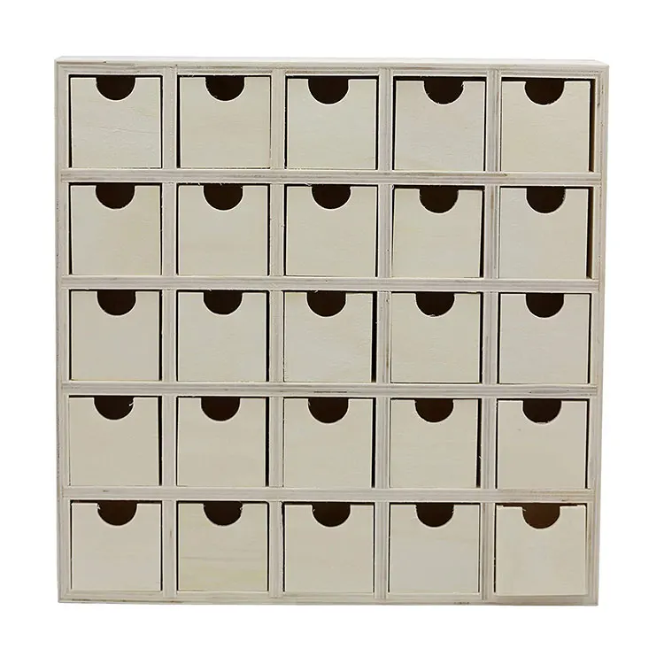 Personalized Unfinished Shadow Box 25 Drawer Wooden Advent Calendar
