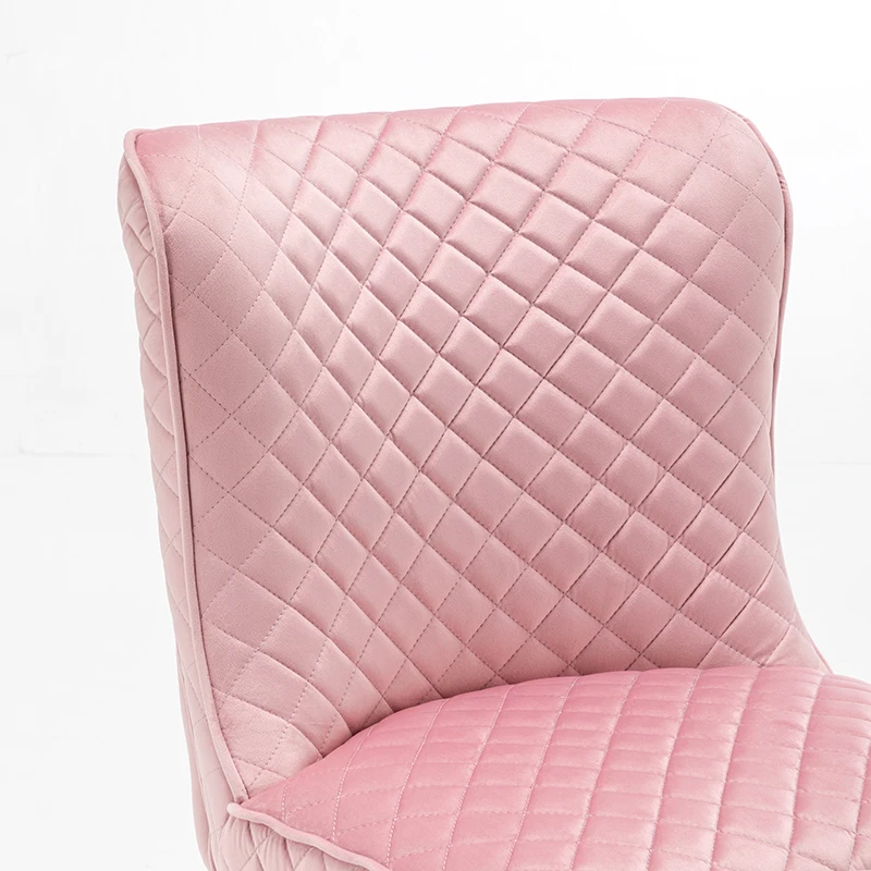 Pink Velvet Seat And Back All Pattern Square Design Cross Metal Legs