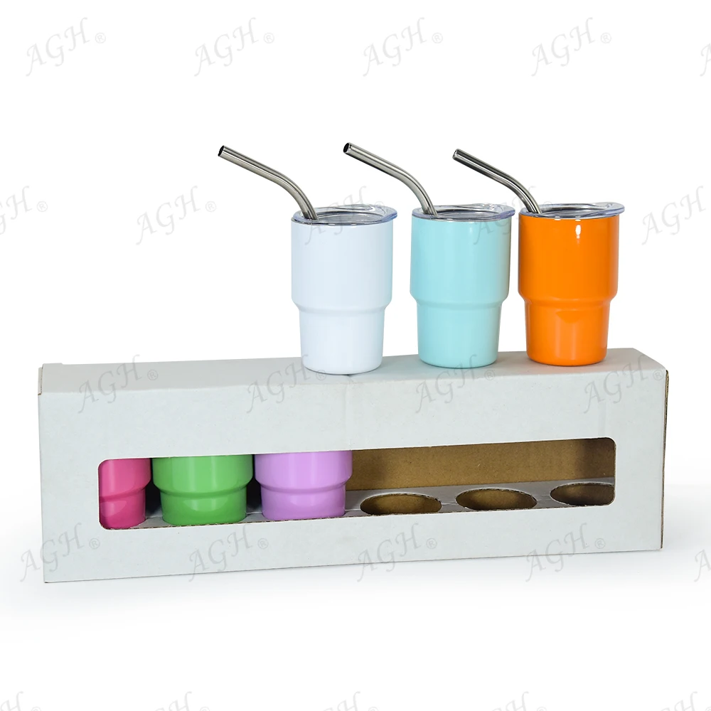 Сублимационные заготовки 90 мл, стакан для вина, двойная стенка из нержавеющей стали, рюмка без вакуума, 3 унции, стакан с крышкой и соломой