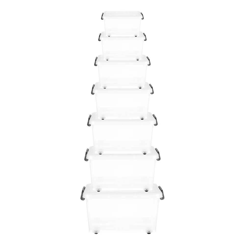 52L Transparent Plastic Storage Box With Wheels