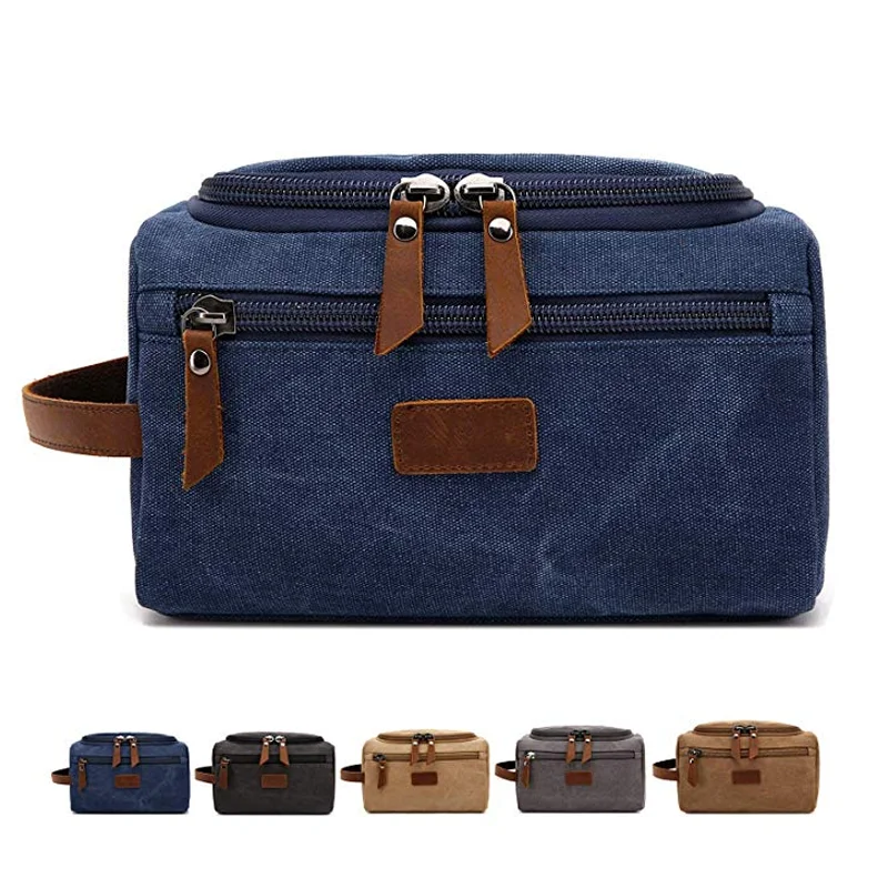 men's blue canvas travel toiletry bag BAGSMART for Men, Toiletry Organizer Dopp Kit Water-resistant Shaving Bag for Toiletries Accessories,Navy Blue-Medium : Beauty & Personal Care Leather Village genuine leather dopp kit with waterproof lining JeashCHAT Toiletry Bag for Men