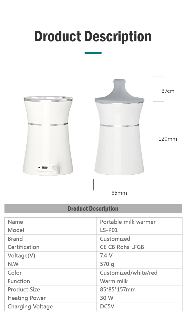 8800 Mah Battery Wireless Travel Baby Milk Bottle Heater Water Warmer