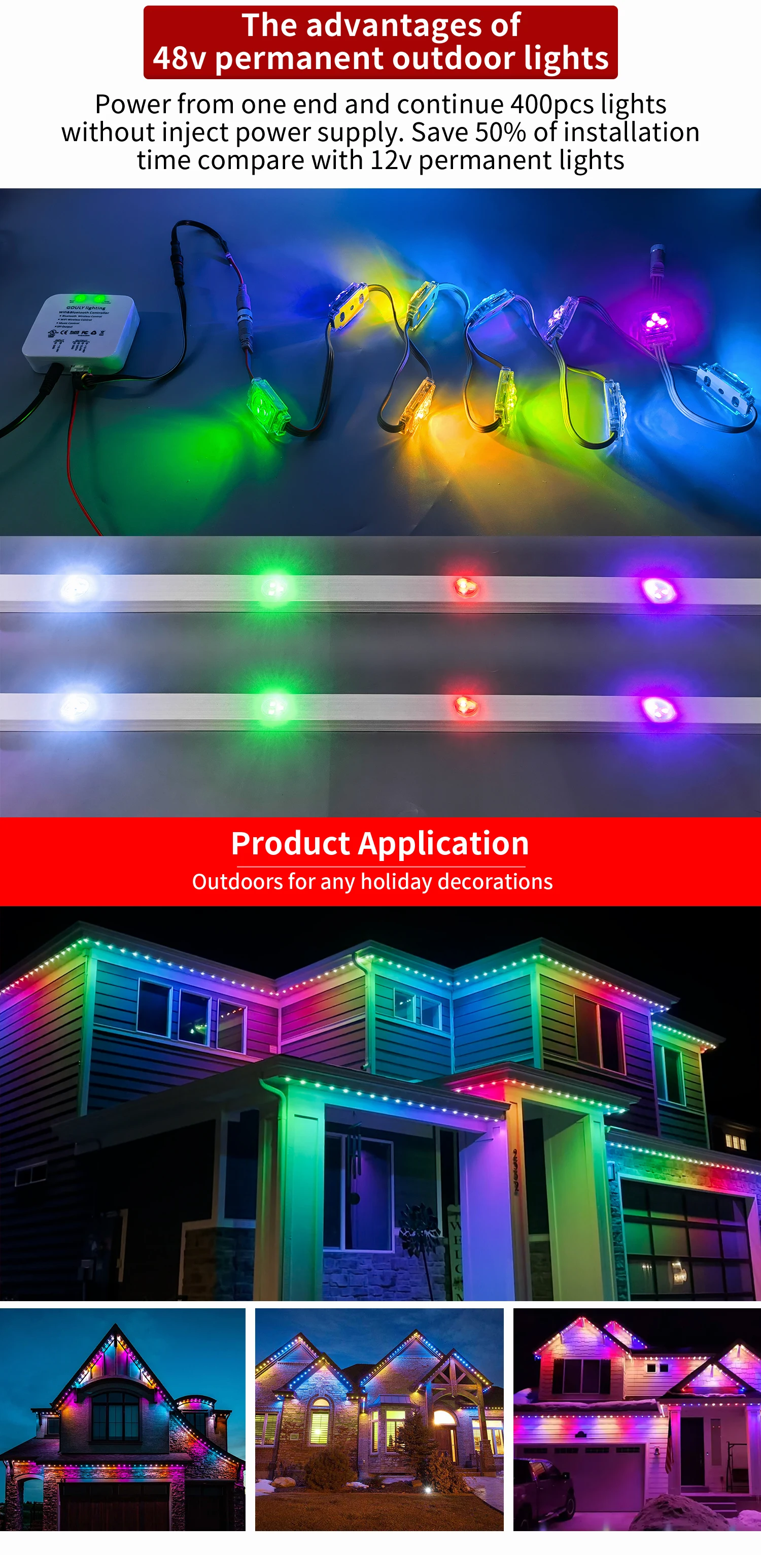 Permanent Exterior Holiday Decoration Lights Rgbic 48v Jellyfish