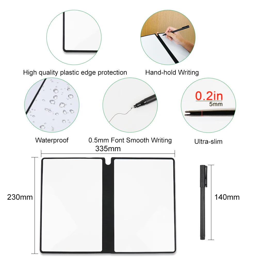 Notebook Dry Erase Office Monthly Program Manuscript Text Drawing Exercises A5 Reusable Whiteboard
