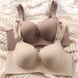 Women's Large Size Seamless Knitted Bra Soft Support Wireless Push-Up Massage Inner Cup Breathable Push up Supportive Sexy Bra