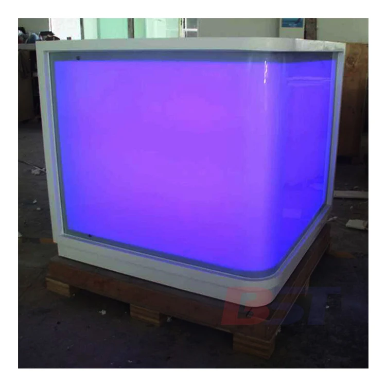 Simple Design Solid Surface Top Small Bar Counter Designs Mini Hotel Bar Counter with LED Light