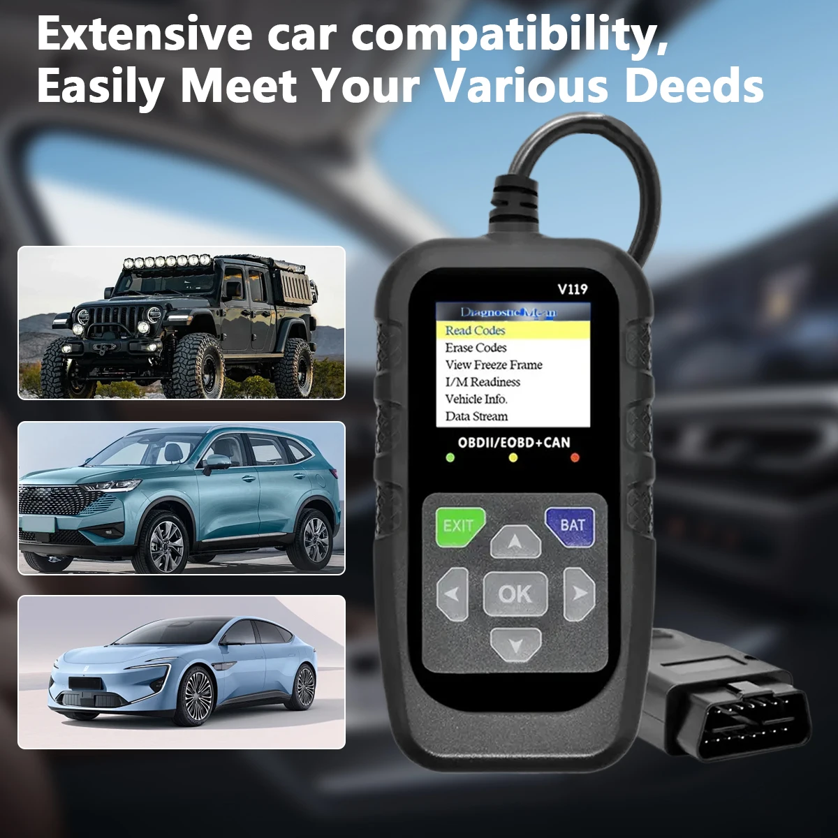 Factory Price V119 Auto Diagnostic Tool OBDIi OBD2 Portable Car Auto All System Diagnostic Tools Function OBDII Car Scanner - view 6