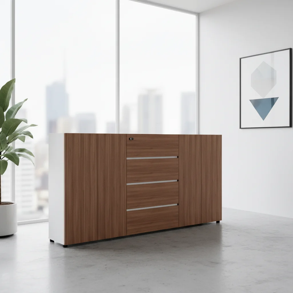 Large Capacity Lockable Solid Wood Frame Professional Filing Cabinet for Home Office and Bedroom Modern Furniture 2