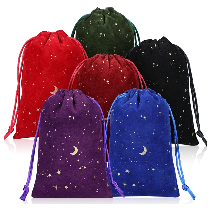 Multi Colors Drawstring Velvet Moon Star Pouches Jewelry Gift Packaging Bags