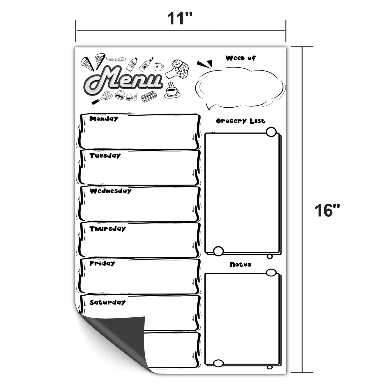 Magnetic Refrigerator Whiteboard Weekly Menu Meal Planner Grocery Shopping List Dry Erase Board for Kitchen Fridge Magnet