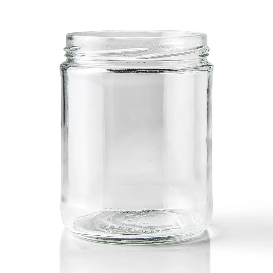 9 oz Clear Straight Sided Glass Jar with Black Metal Lid