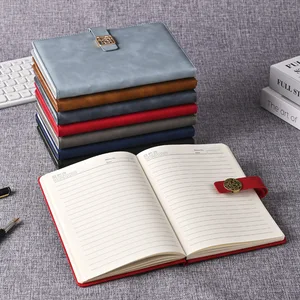 Custom Logo A5 Simple Leather Cover Business Planner Notebook Office Magnetic Closure Buckle Memo Book Hardcover