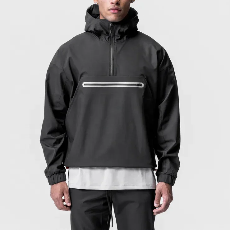 Adjustable Hem Elastic Sleeve Cuffs Design New Fashion Blank Waterproof Jacket Hoodie for Men