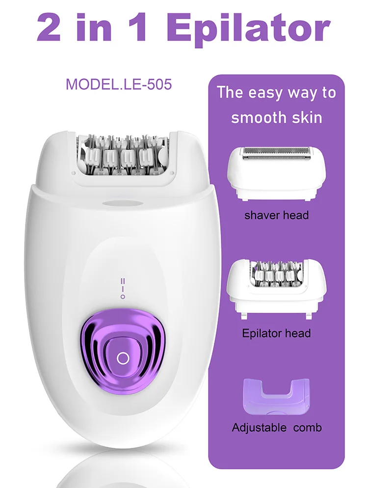 Two Detachable Hair Removal Heads Skinfriendly Hair Removal Epilator