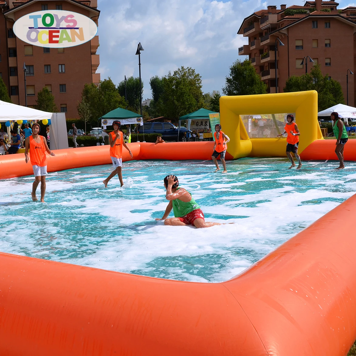 Factory Customized Outdoor Sports Games PVC Inflatable Football Playground Soccer Field Soapy Playground for Adults and Kids
