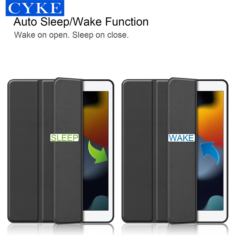 CYKE 9th 8th Generation Tablet Case Pu Leather 10.2 Inch Tpu Soft Shell Tablet Cover Pen Holder for Apple Ipad 9 8 10.2 2021