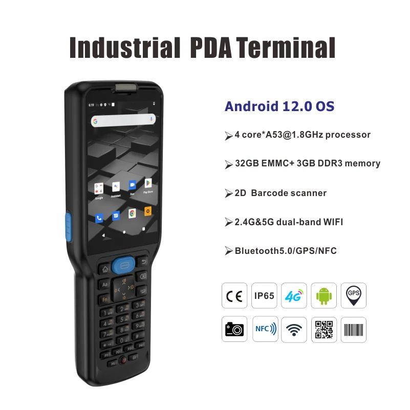 Handheld Android 12 OS IP67 Rugged Barcode Scanner PDA Terminal for Warehouse and Logistics