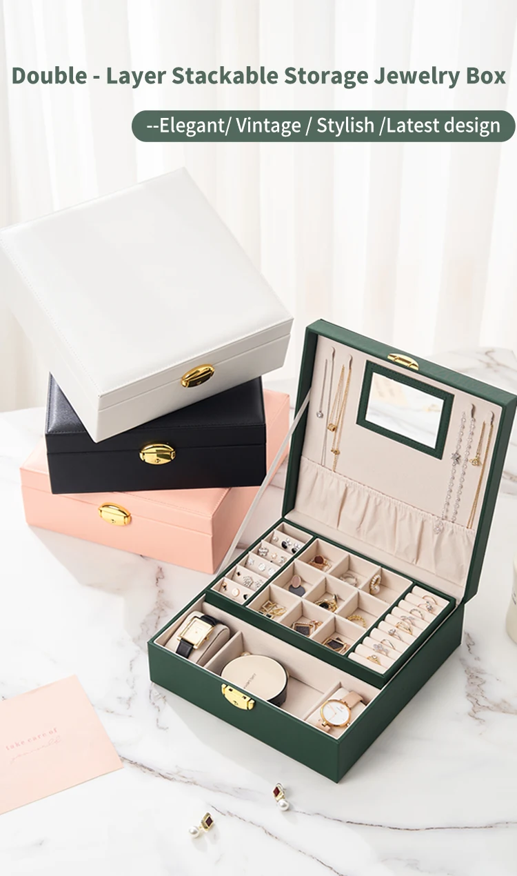 New Mirror Lock Earring Watch Jewellery Organizer Jewelry Storage Case