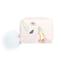 Оптовая продажа от производителя, миниатюрный детский блестящий кошелек Seaygift для монет с милым единорогом, блестящий кошелек из искусственной кожи для кредитных карт, кошелек, сумка для денег для девочек