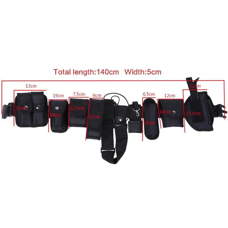 Training Quick-release Buckle Tactical Belt with Bag Multifunctional Adjustable Security Duty Multi Pocket Belts Flashlight Bag