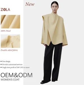 Women's Handmade Wool Coat for Winter High Quality Casual Double Sided Short Style with Button Decoration