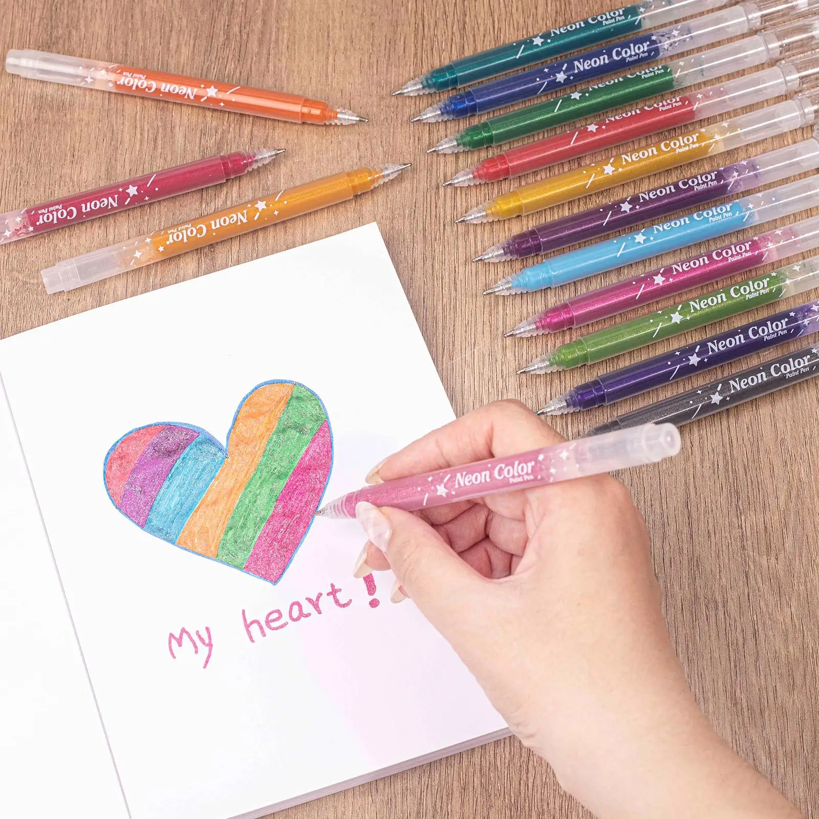 Professionelles Neon Glitzer Gelstift Set Für Malbücher Und Kunst_voghion.com