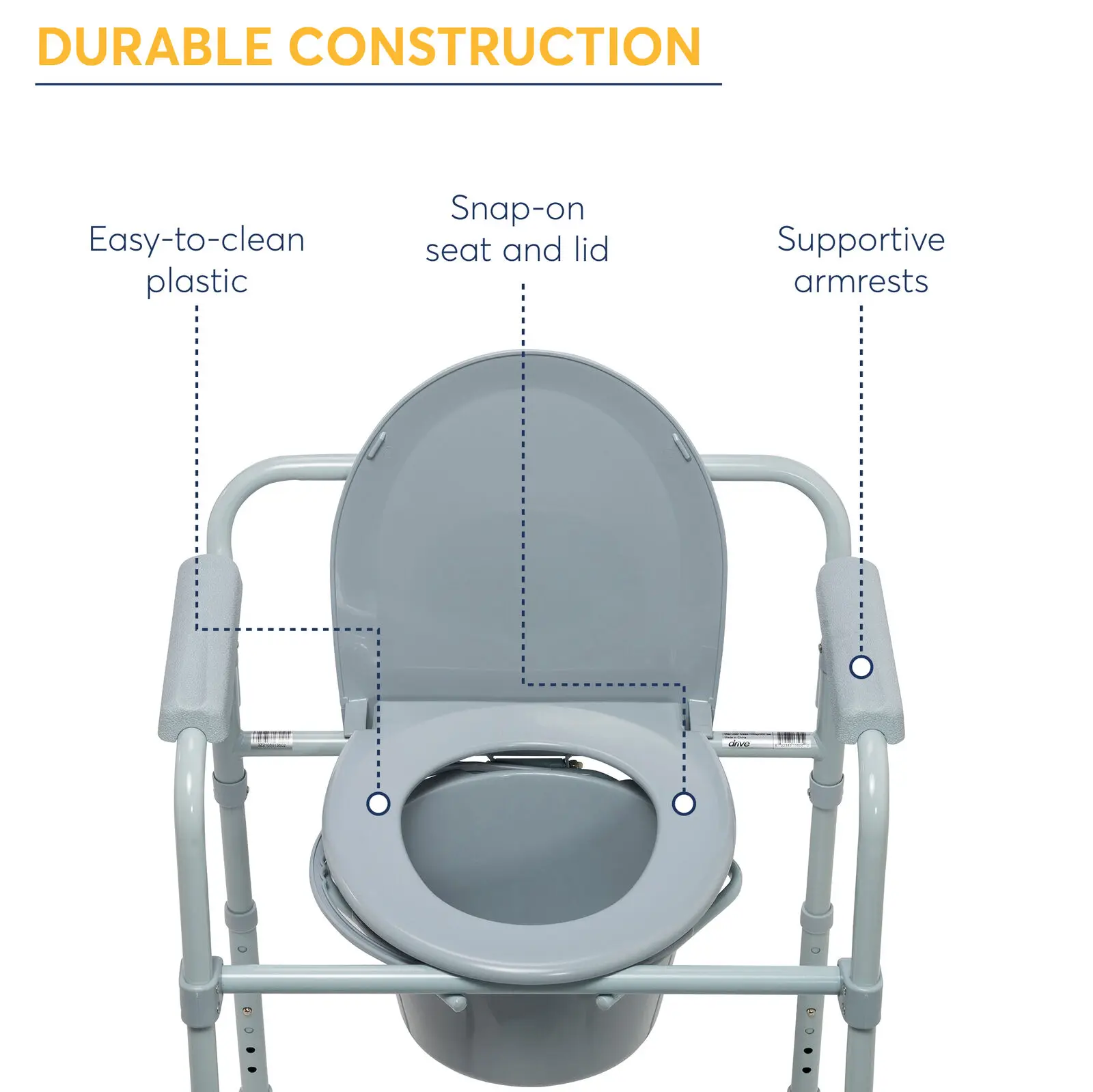 Steel Folding Bedside Commode Chair,Height Adjustable Commode Chair