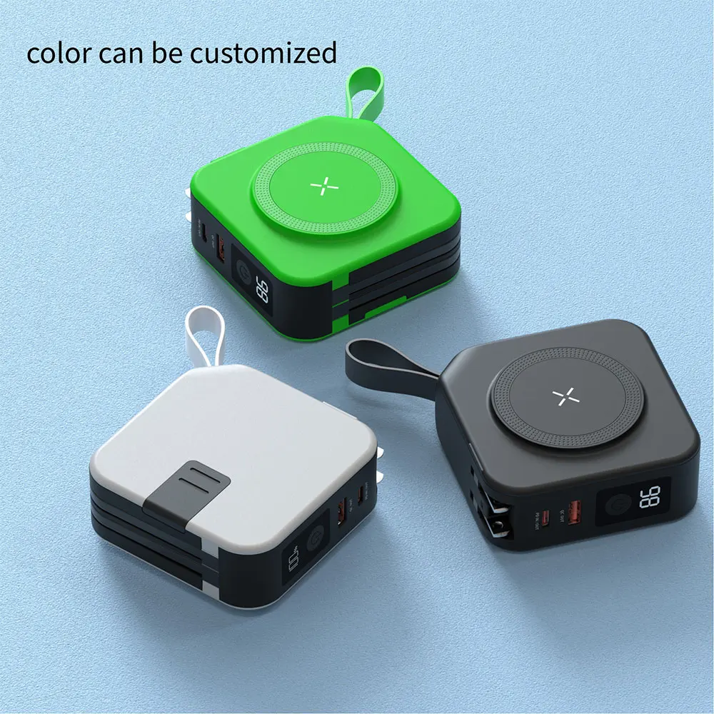 product 5 1 universal travel charger led display magnetic portable wireless fast charging 20w high capacity power bank support color-9